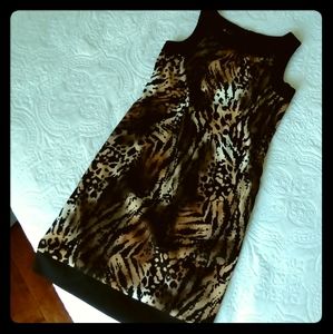 Elegant Animal Print Dress Banded in Black
